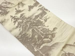 松林渓流に時代人物模様名古屋帯